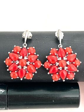 Italian Coral 14KGP Drop Earrings
